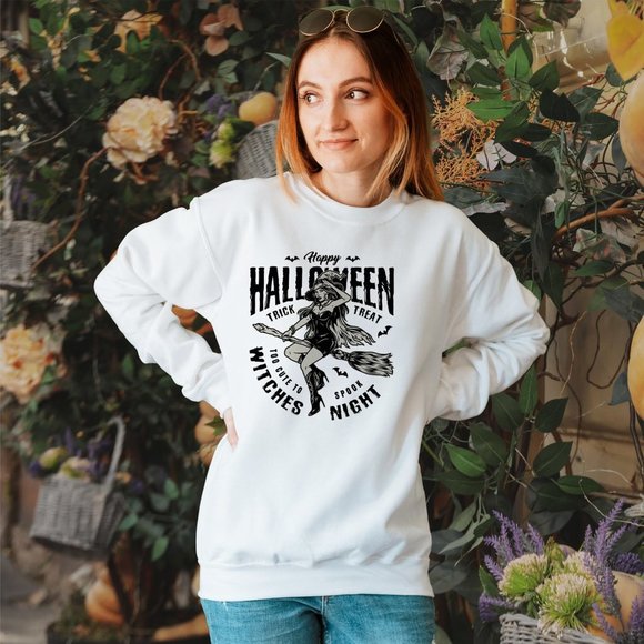 Too Cute to Spook Witches Night White Sweatshirt - Picture 3 of 6